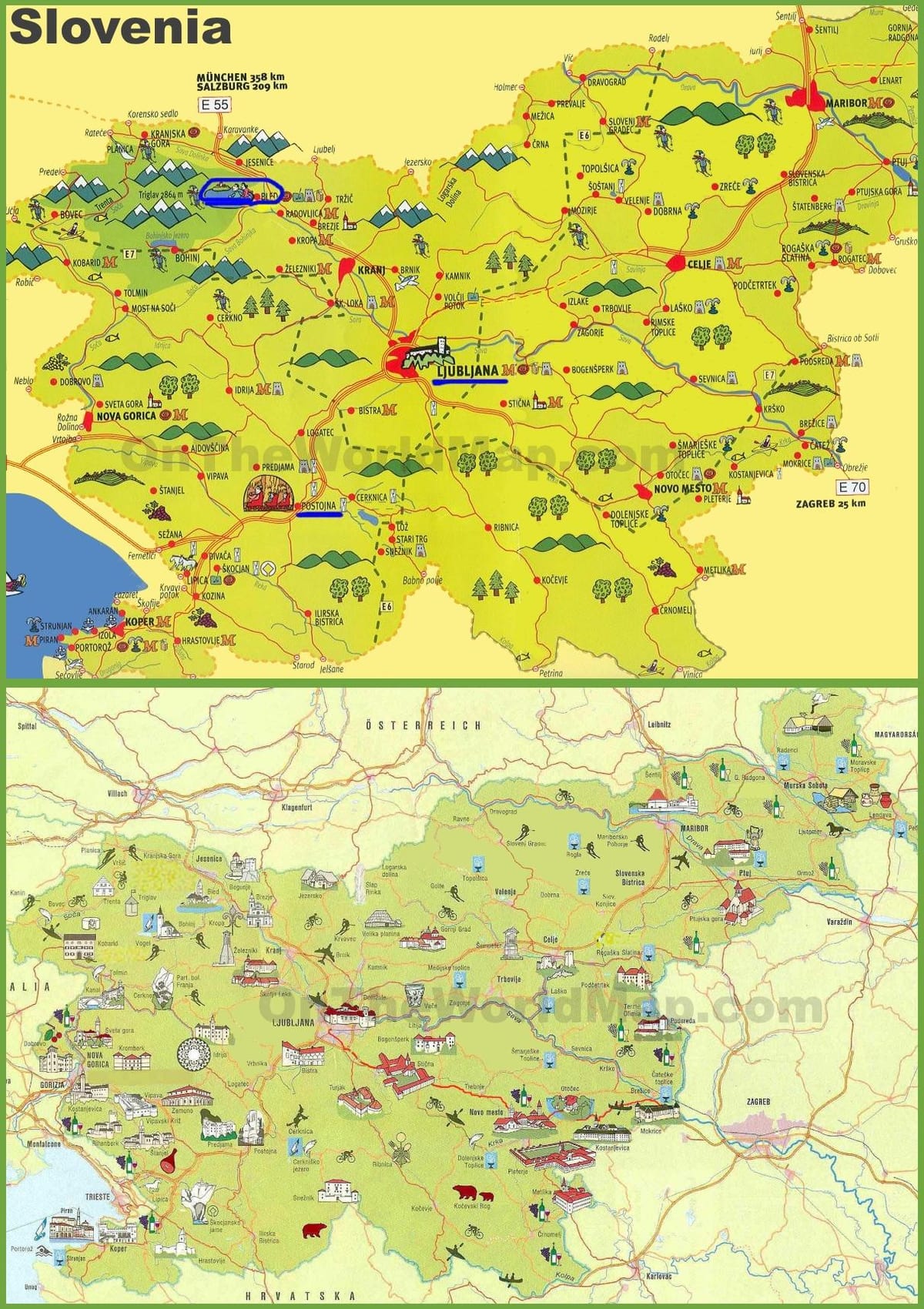 Սլովենիա տուրիստական քարտեզ