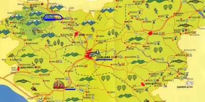 Քարտեզ Սլովենիա տեսարժան վայրերը